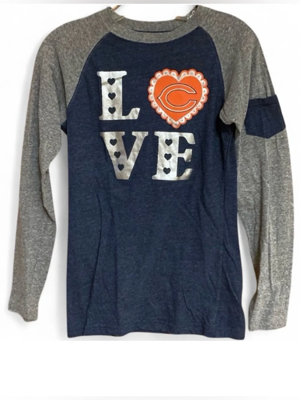NFL Chicago Bears Girls Youth Large 14/16 Long Sleeve Football Shirt Navy Gray